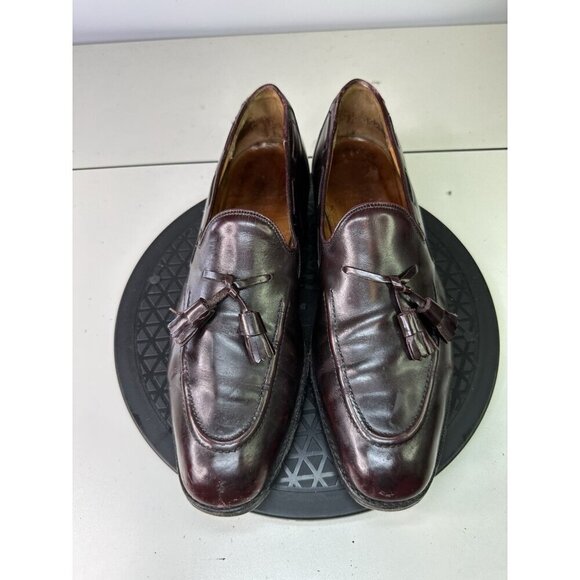 Church\'s Burgundy Leather Tasselled Shoes Loafers Mens 10.5 US main image 10